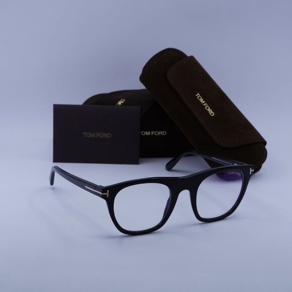 Tom Ford FT5895-B 001 Eyeglasses Black with Clip-On 51mm Square Frame - Picture 6 of 10
